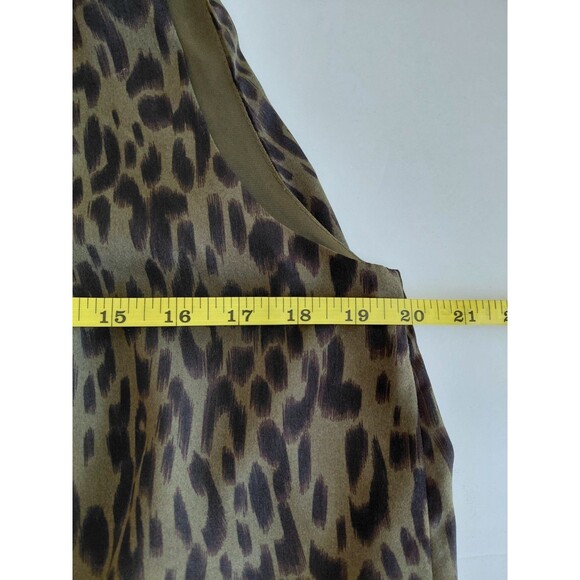 Anthropologie THML Size L Olive Green Animal Print Sleeveless Mock Neck Blouse - Picture 9 of 10